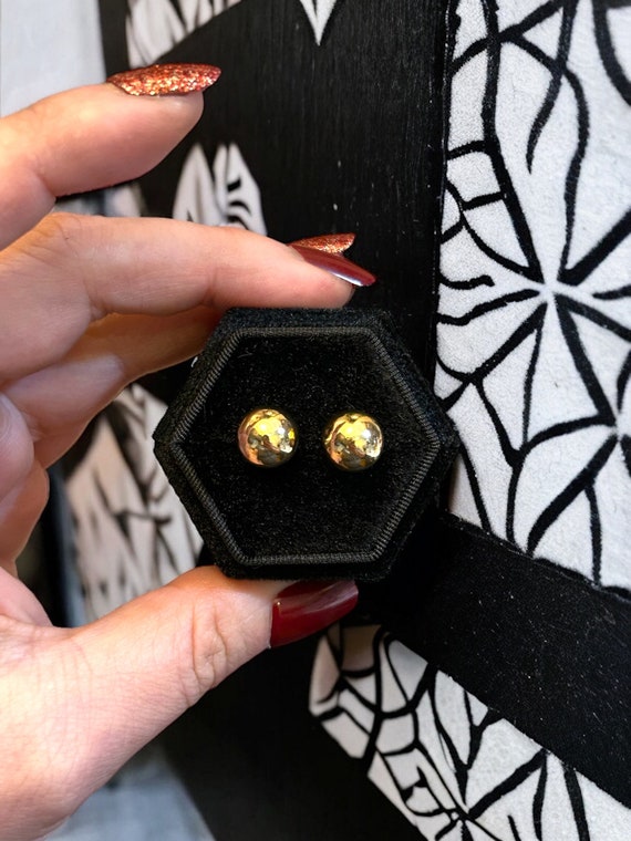 14k Yellow Gold Ball Stud Earrings - image 6