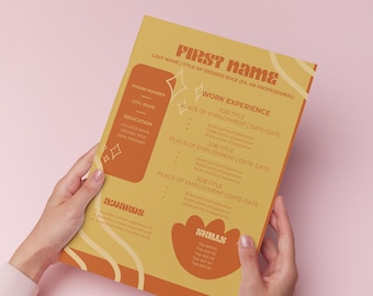 Editable Unique Art Director Resume, Resume Template Canva with Cover Letter, 1 Page Cv Template Canva + Cover letter resume for Canva