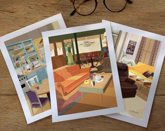 Friends TV Show Art Prints (13x18) - 3er Set, 90er Jahre Nostalgie Wohndekor