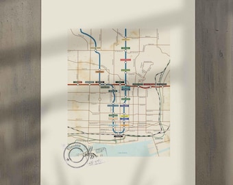 Toronto U-Bahn Karte Kunst, Vintage inspirierte U-Bahn Wandkunst, Büro Dekor Geschenk