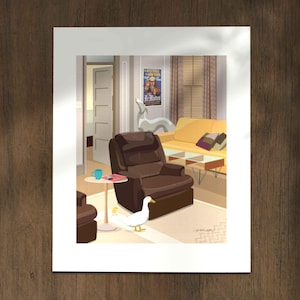 Joey and Chandler's Apartment Living Room Art Print, TV sitcom inspired WallArt, 90s Nostalgia