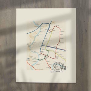 Bangkok Subway Map Art Print, Vintage Inspired Transit Art, Rustic Wall Decor, Travel Gift