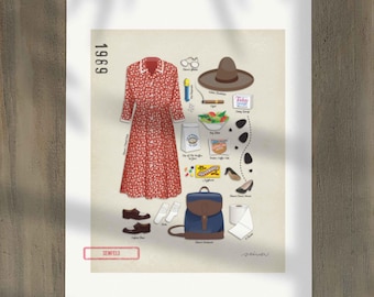 Elaine Illustration Kunstdruck, 90er Jahre TV Show Fan Geschenk, Vintage inspirierte Wandkunst