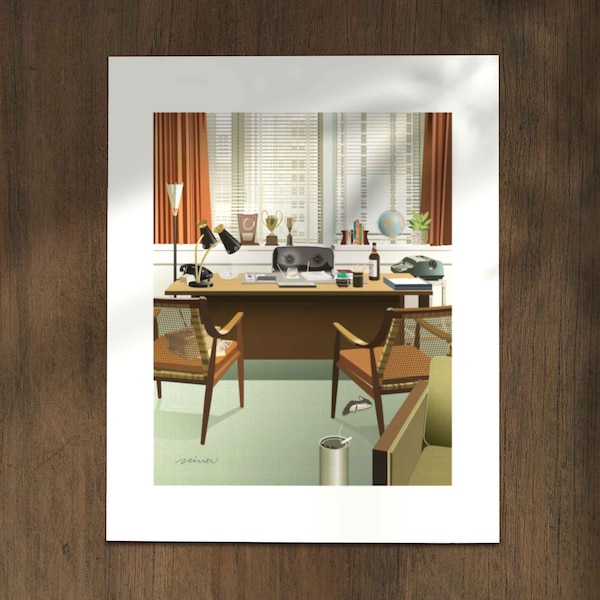 Draper's Office Art Print, TV Drama Series inspired Retro WallArt, 60s Nostalgia Office Decor