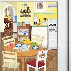 1990&#39;s Retro Style Kitchen - Art Print, Frame Not Included, Cottage Style Home, Unique Wall Art