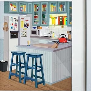 Jerry&#39;s Apartment Kitchen - Art Print, Frame Not Included, TV sitcom inspired