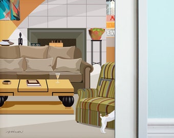 Frasier's Apartment - Art Print, TV sitcom, Frasier inspired