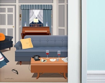 1950's New York Apartment - Art Print, Mid-century, Unique Wall Art