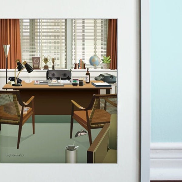 Don Draper's Office - Art Print, Mad Men inspired, American TV Drama Series