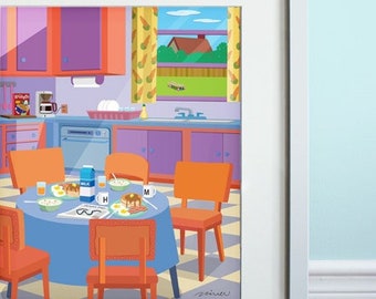 The Simpsons Inspired Kitchen - Art Print, TV sitcom, Fan Art