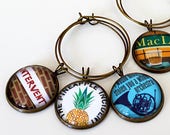 How I Met Your Mother TV Sitcom Wine Charm Set of 6 - HIMYM, Unique Gift, Wine Lover, Party Decor, Glass, Antique Bronze