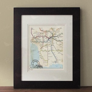 Los Angeles Map, Rahmen nicht enthalten, Vintage inspirierte Karte, Los Angeles Wandkunst, rustikale Wanddekoration