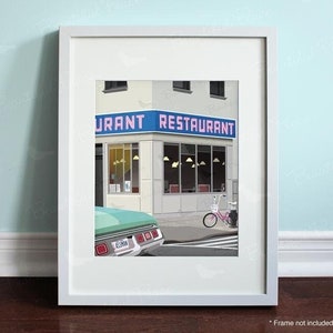Monk's Cafe / Tom's Restaurant - Art Print, Frame Not Included, TV sitcom inspired