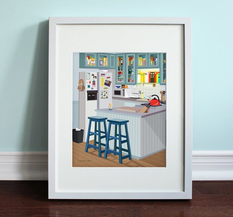 Jerry's Apartment Kitchen Art Print, TV sitcom, Seinfeld inspired image 1