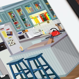 Jerry's Apartment Kitchen Art Print, TV sitcom, Seinfeld inspired image 2