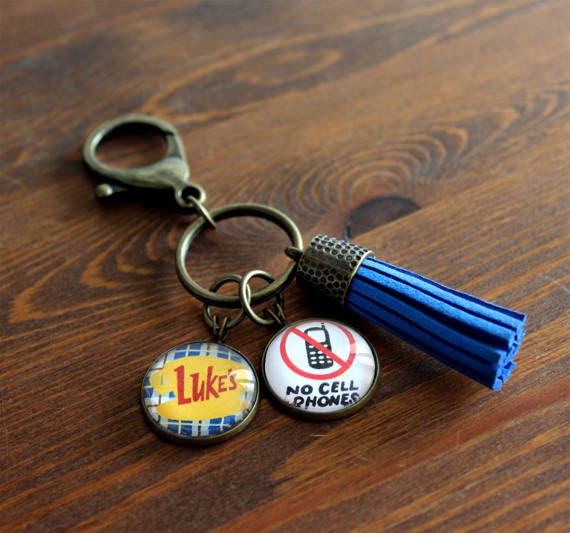 Gilmore Girls luke s Diner Keychain With Charms Vegan Suede Tassel Keychain Purse Charm TV Sitcom Unique Gift Glass Antique Bronze Etsy Canada