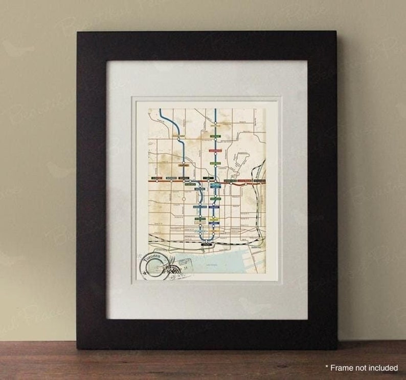 Frame Metro Map Toronto Map, Frame Not Included, Vintage Inspired Subway Map, Rustic ...