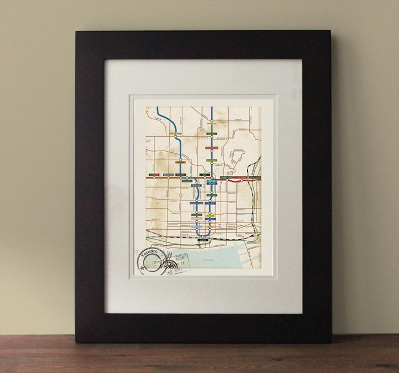 Toronto Map Vintage Inspired Map Toronto Wall Art Rustic Etsy
