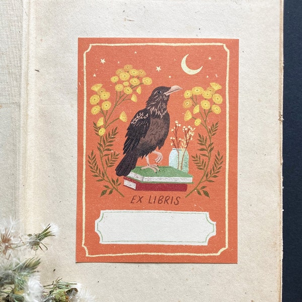 Raven bookplate sticker