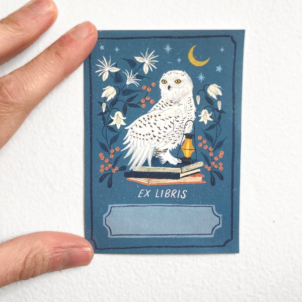 Owl bookplate sticker