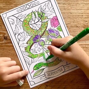 Zestaw pocztówek do kolorowania Magical Creatures, 6 wzorów A5 (upominki na imprezę, impreza Halloween, aktywność świąteczna)