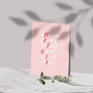 Muttertagsdruck, Mutter Zitat, Mama Kunst, Mama Druck, rosa Druck, Typografie Druck, Zitat Kunst, Mama Geschenk, Mutter Wünsche, Mama Karte