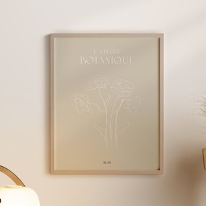 Atelier Botanique #05 Kunstdruck minimale botanische Wand Kunst Blumen Bleistift Skizze Bouquet Zeichnung Kunst Poster neutrale Farben Wand-Dekor-Kunst