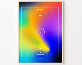 Football Field Rainbow Art Print Soccer y2k Aesthetics Wall Art Colorful Football Game Poster Soccer Fan Enthusiast Poster Teen Room Decor