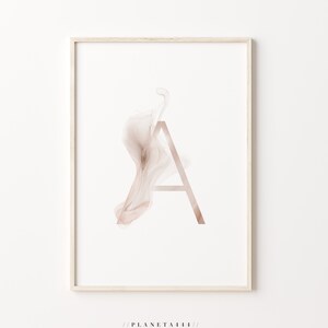 Zen Alphabet Arte Impresión Personalizado Iniciales Arte Impresión Personalizado Monograma Cartel Vaporoso Cartas Personalización Pared Arte Minimalista Impresión