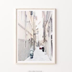 Firenze Photography Art Print Florence Street Italy Wall Art Red 500 Vespa Photo Poster Italian Old Town Buildings Alley Poster Artwork