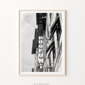 Italia Florencia Calles Impresión de pared Vintage Profumi Luces de neón Arte de la pared Edificios del casco antiguo Impresión fotográfica Negro Blanco Estilo retro Póster