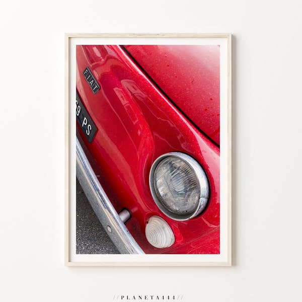 Italy Old Fiat 500 Photographic Art Print Italian Street Wall Art Red 500 Vintage Car Photo Poster Italian Italy Travel Pictures Artwork