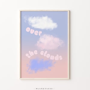 Over The Clouds Art Print Dreamy Pink Blue Purple Wall Art Danish Pastels Dreamer Poster Girly Romantic Decor Fluffy Color Clouds Art Print