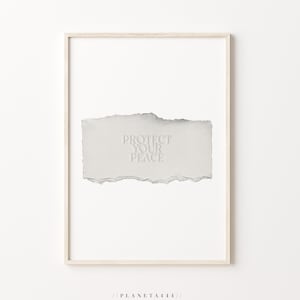 Proteggi la tua pace Tesoro Citazione Arte Stampa Selfcare Minimalist Wall Art Beige Paper Texture Poster Moderno Scandinavo Tipografia Grafica Artwork