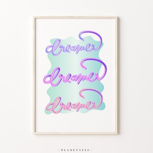 Dreamer 3d y2k Art Print Pastel Gradient Abstract Shape Artwork 90s Aesthetics Wall Art Squiggle Holographic Trippy Wiggly Mirror Poster Art