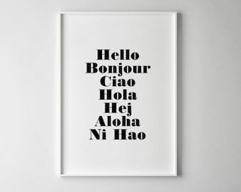 Hello in Different Languages Poster Home Decor Classroom - Etsy