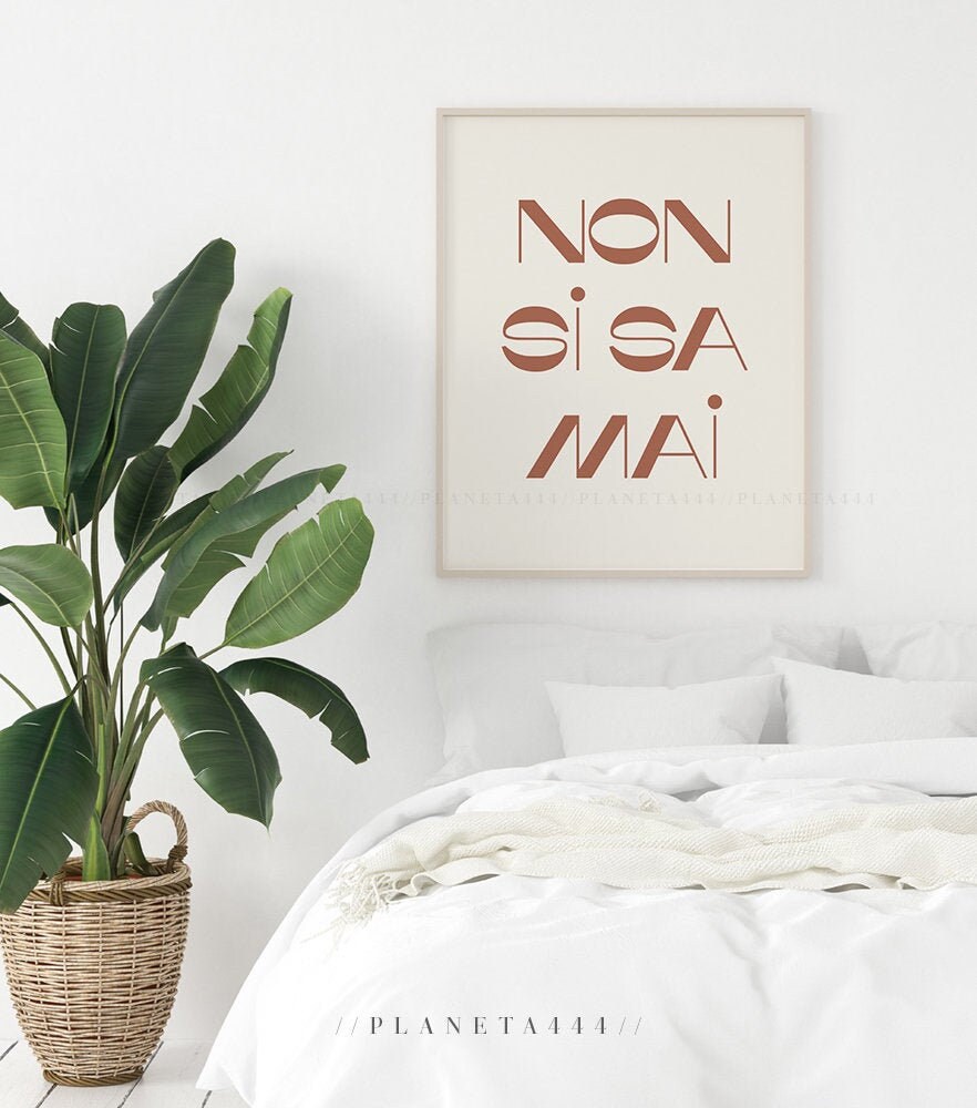 Non Si Sa Mai, You Never Know Print, Italian Quote Typographic Wall Art, Italian Words Poster, Modern Minimal Wall Decor, Clay Color Artwork