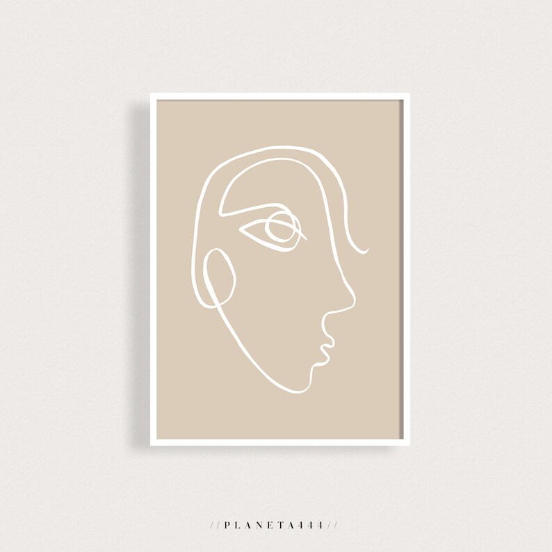 Abstract Couple Art Print Man Woman Face Drawing Poster Modern Funny ...