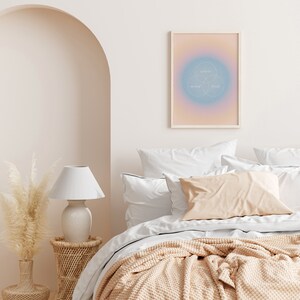 Konsttryck med sinne, kropp och själ, retro, kornig tonad väggkonst, pastellblå orange, psykedelisk sfärkonst, 70-90-tals-lo-fi-konst, välbefinnandeposter bild 2