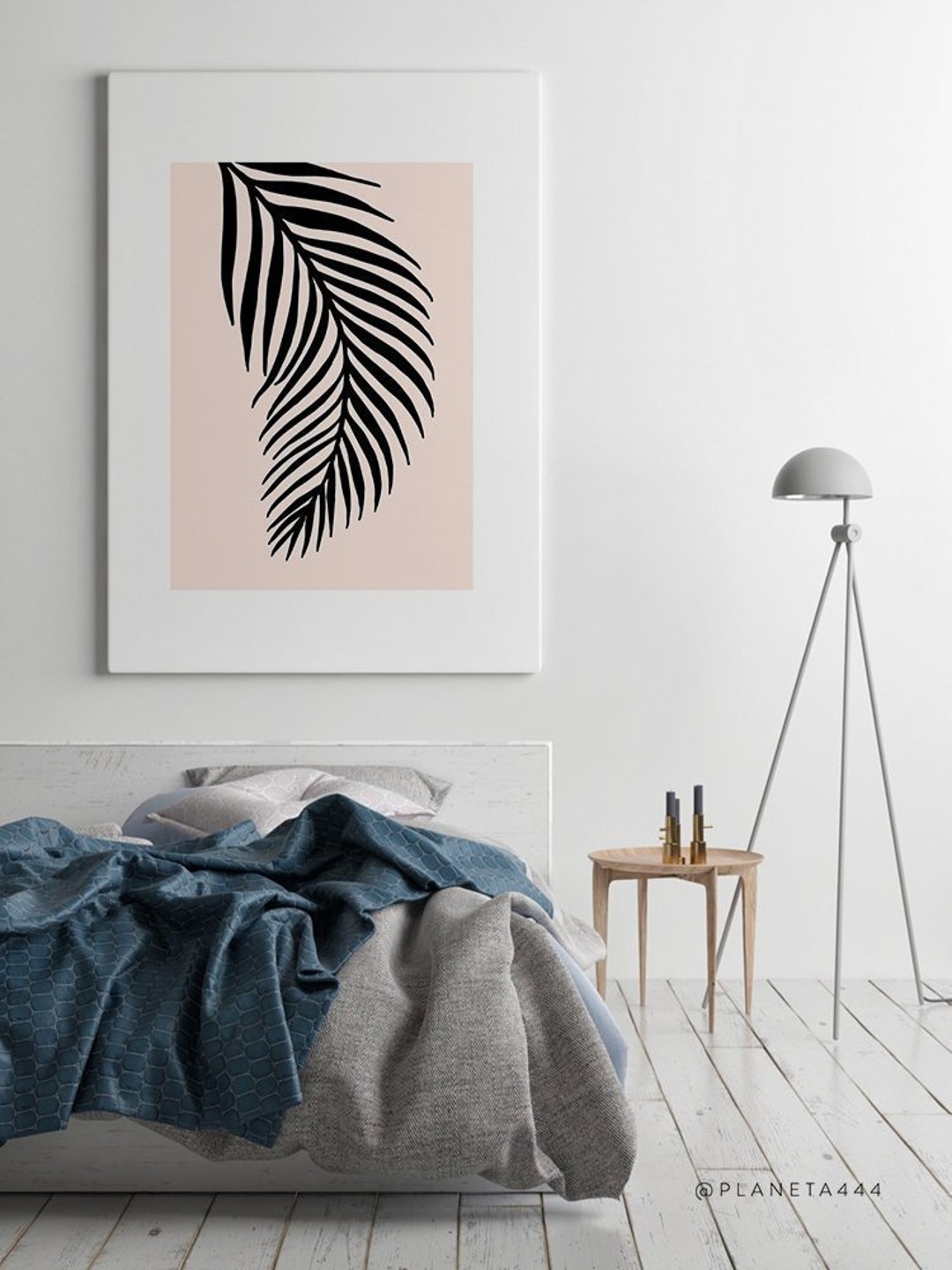 Palm Leaf, Palm Wall Art, Palm Leaves, Tropical Art, Rose and Black