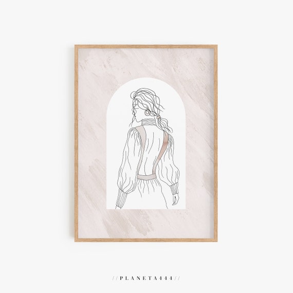 Ethereal Series 4 Woman Standing Back Art Print Long Hair Female Poster Elegant Dress Poster Minimal Fashion Wall Art Style Icon Girl Print