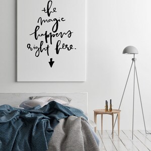 The Magic Happens Right Here Art Print, Inspirational Quote Wall Art, Happy Place Poster, Nursery Wall Decor, Kids Room Quote Print image 4