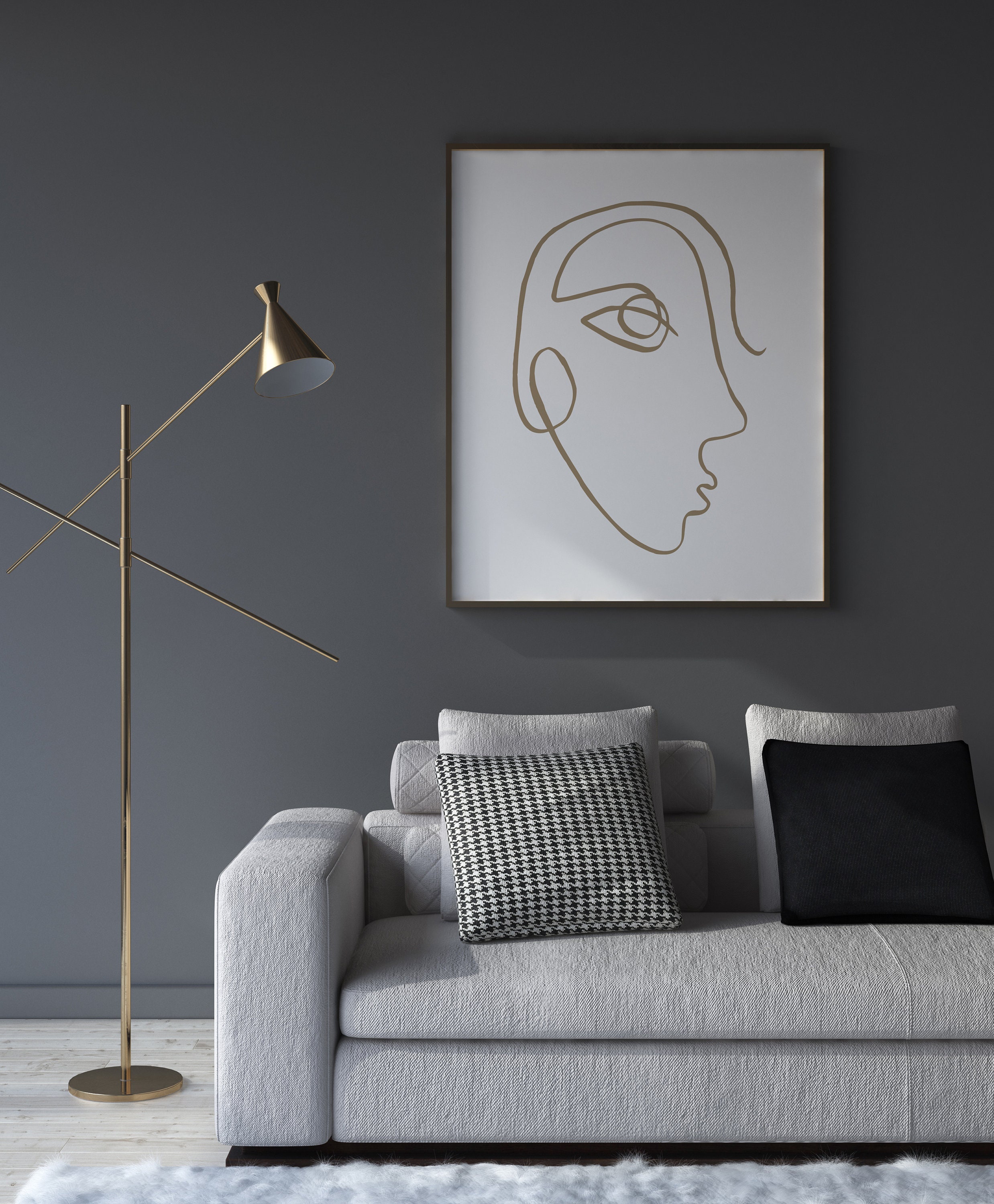 Abstract Couple Art Print Man Woman Face Drawing Poster Modern | Etsy