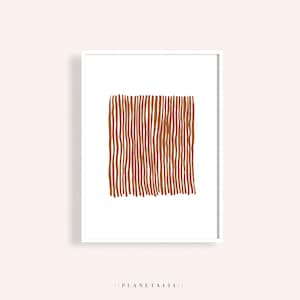 Abstrakte Rost Linien Druck, moderne abstrakte Kunst, verbrannt orange minimalistischen Wanddruck, 70er Jahre Farben Dekor Druck, Linien modernistischen Kunstwerk