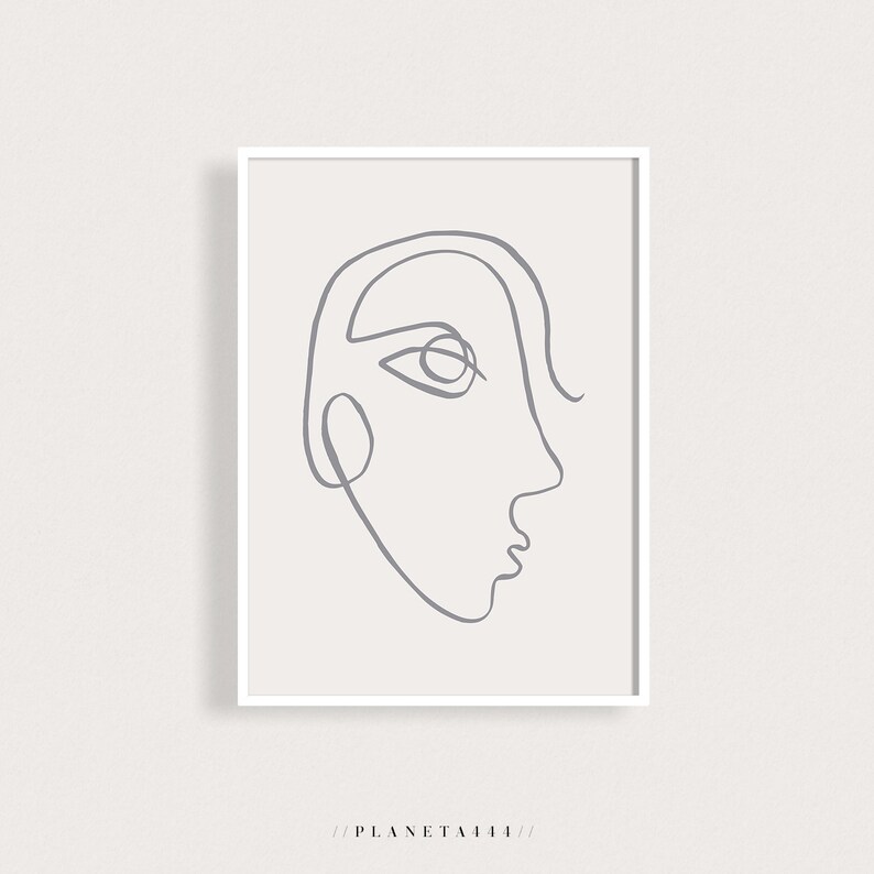 Abstract Couple Art Print Man Woman Face Drawing Poster Modern Funny ...