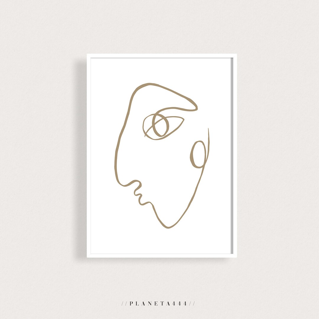 Abstract Couple Art Print Man Woman Face Drawing Poster Modern Funny ...