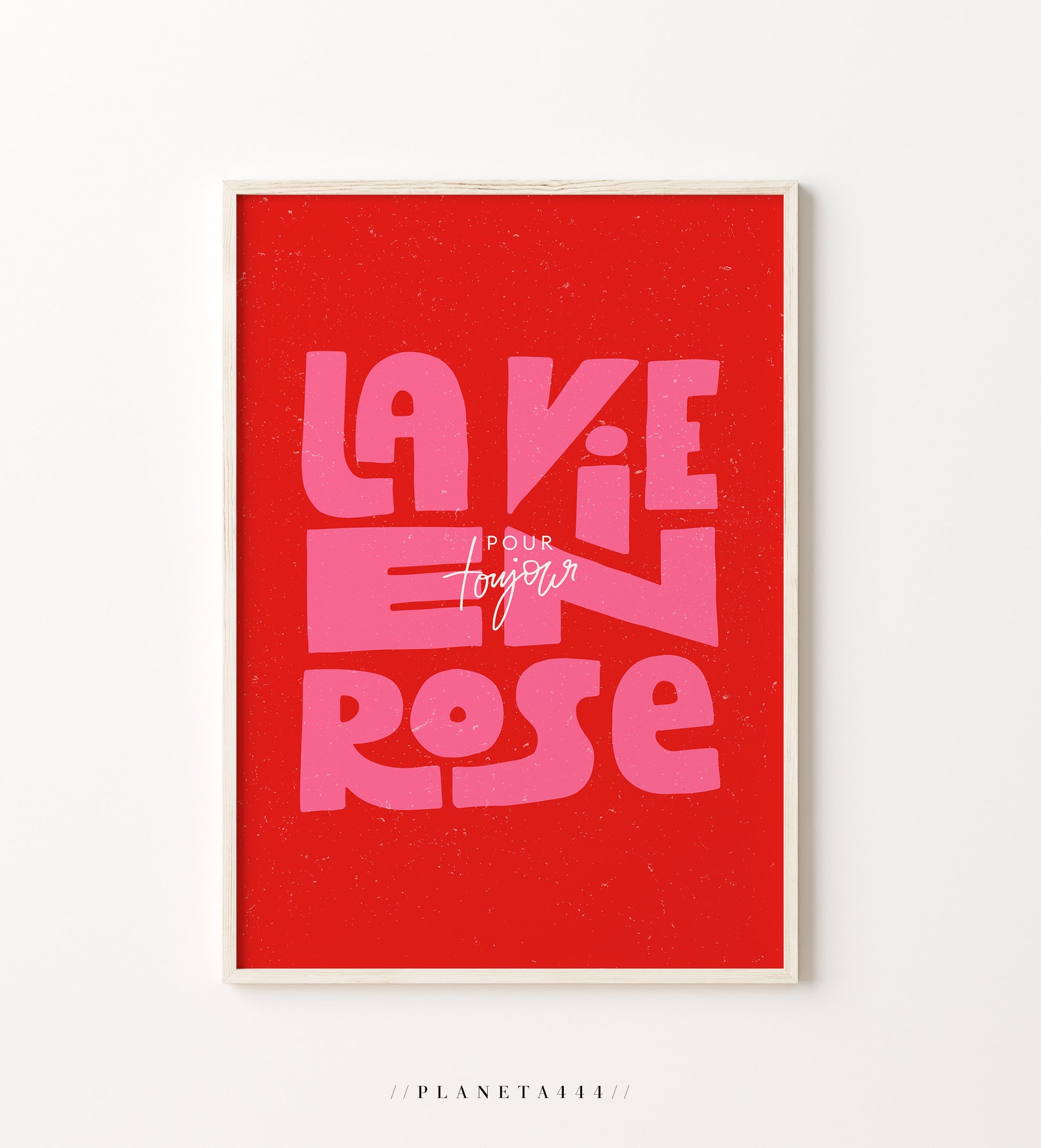 La Vie En Rose Art Print French Quote Wall Art Colorful Etsy
