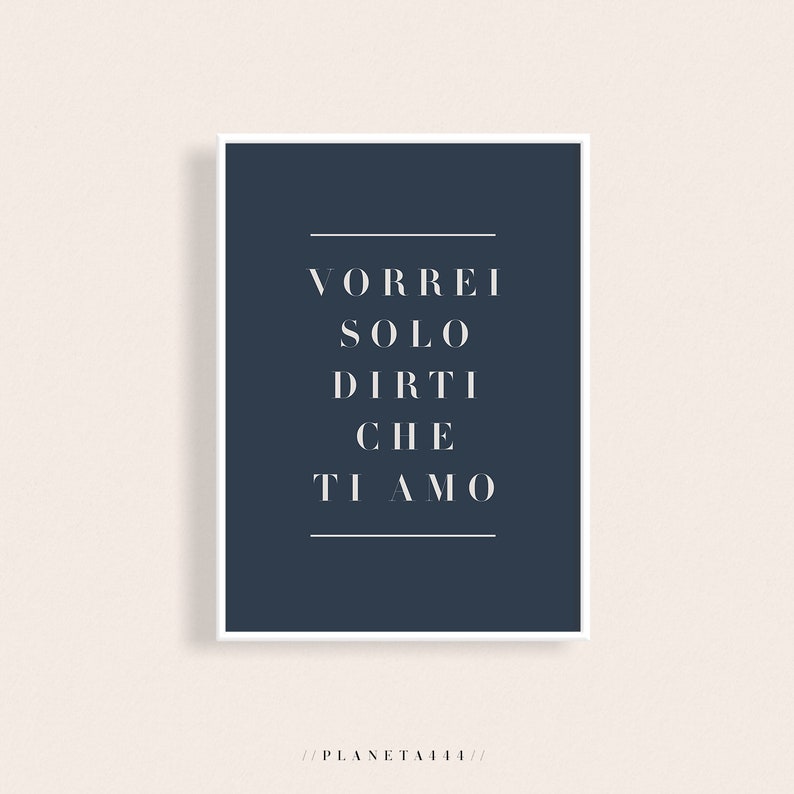 Vorrei Solo Dirti Che Ti Amo Art Print Italian Words Wall Etsy