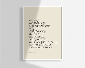 Murakami We Were The Two Of Us Still Fragmented Beings Quote Art Print Japanese Author Poster Love Couple Quote Art Lovers Minimal Print