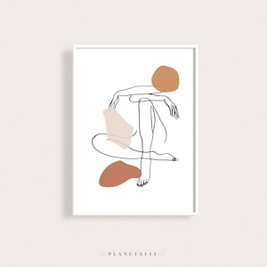 Sitting Legs Arm Crossed Earth Colors Version, Female Line Art, Single Line Wall Art, Terracotta Sketch Art, Woman Body Decor, Sensual Print
